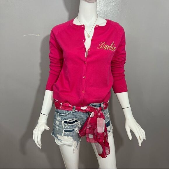 Carolyn Taylor Hot Pink Barbiecore Cardigan Sweater - S - Picture 3 of 12